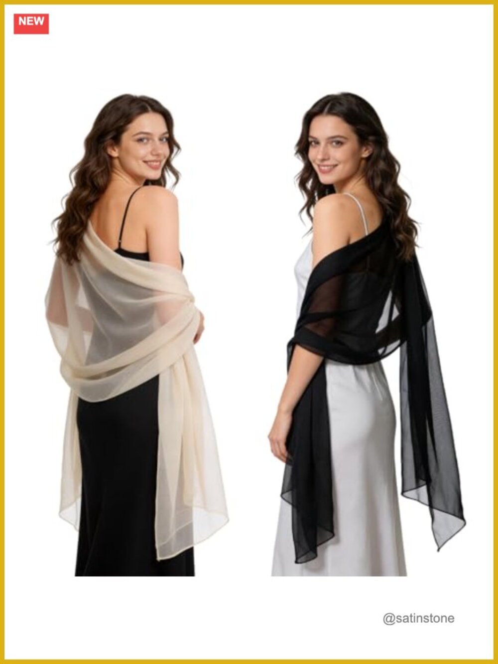 2pk Chiffon Shawl Wraps for Women Evening Wedding Scarf Elegant Lightweight